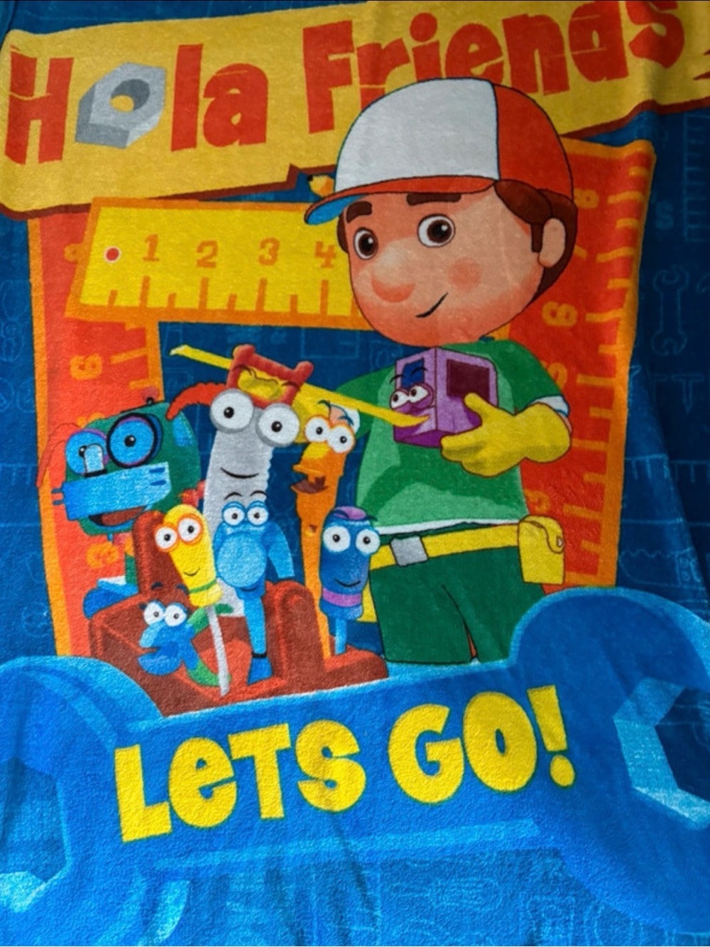Vintage Handy Manny and tools throw